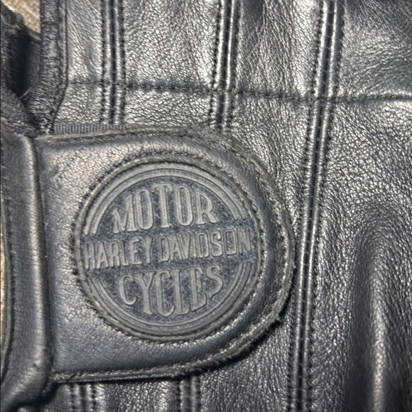 Harley Davidson fingerless black leather biker gloves - Picture 4 of 5